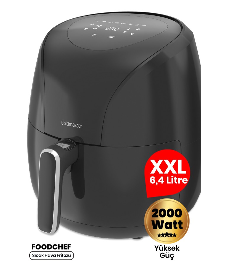 FoodChef Airfryer 6,4 Litre Geniş Hazne İle Lezzetli Menüler Sizleri Bekliyor! ( 2000W Performans, 8 Ön Ayar Menüsü & Yapışmaz, Çıkarılabilir Ve Kolayca Yıkanabilir )